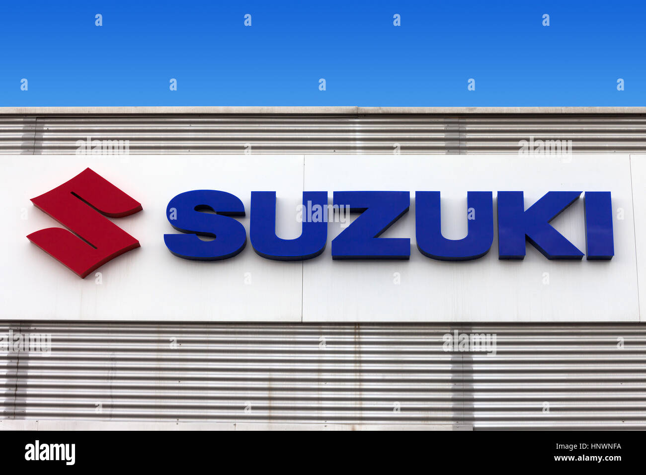 Suzuki sign. Suzuki Motor Corporation is a Japanese multinational corporation headquartered in Minami-ku, Hamamatsu, Japan Stock Photo