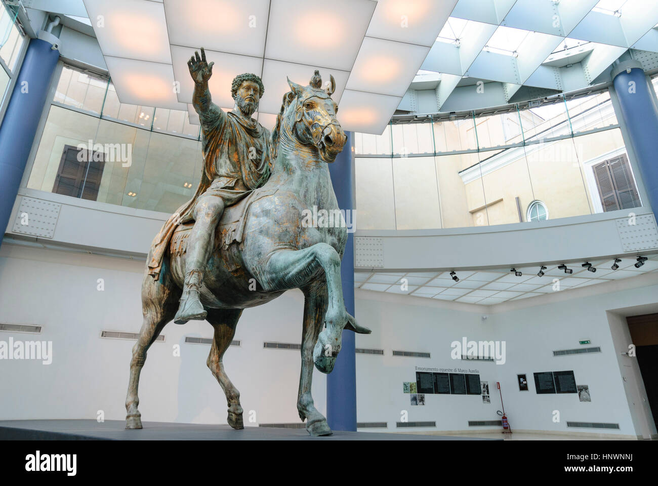 Rome. Italy. Bronze equestrian statue (161-180 AD) of Roman Emperor Marcus Aurelius (121-180 AD), Capitoline Museum. Musei Capitolini. Stock Photo