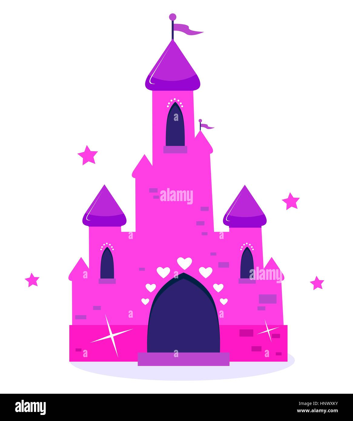 10618053 - wild pink princess castle isolated on white background. vector cartoon illustration. Stock Photo