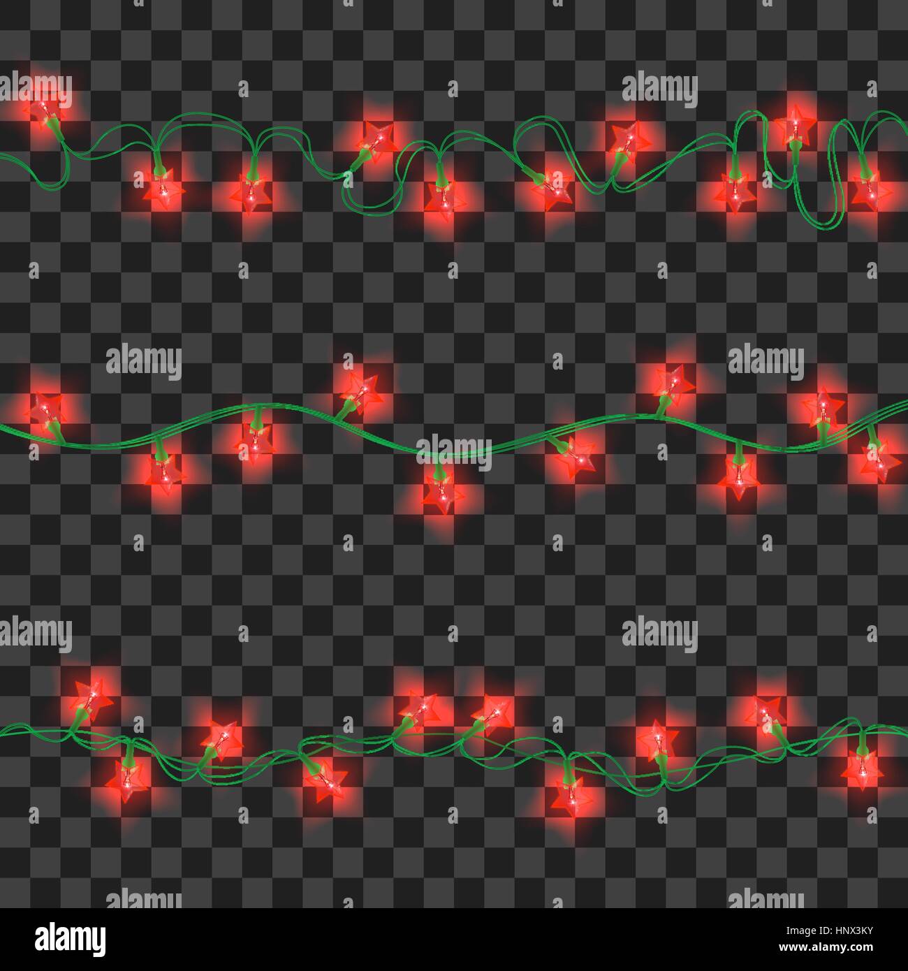 Set of red shining garland lights with holders isolated on transparent ...