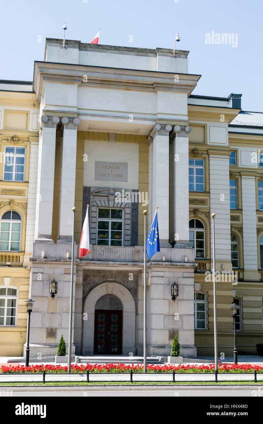 Kancelaria Prezesa rady Ministrow, the Office of Polish Prime Minister and  Ministries in Ujazdowskie Avenue,Warsaw, Poland Stock Photo