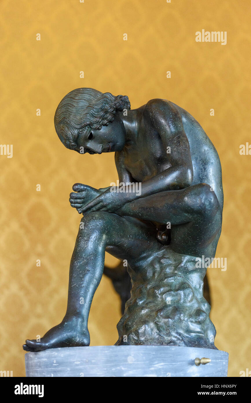 Rome. Italy. Lo Spinario, Boy with a Thorn, Roman bronze sculpture, 50-27 BC, Capitoline Museums. Musei Capitolini, Palazzo dei Conservatore. Stock Photo