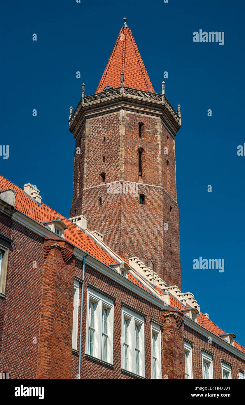 Medieval tower at Zamek Piastowski, Piast Castle, in Legnica, Lower Silesia, Poland Stock Photo