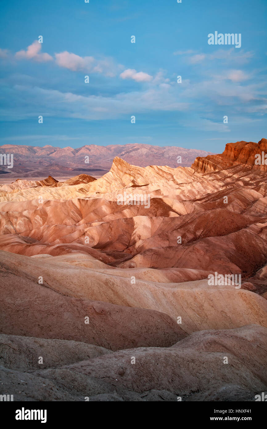 Manley Beacon and badlands, Zabriskie Point, Death Valley National Park, CA Stock Photo