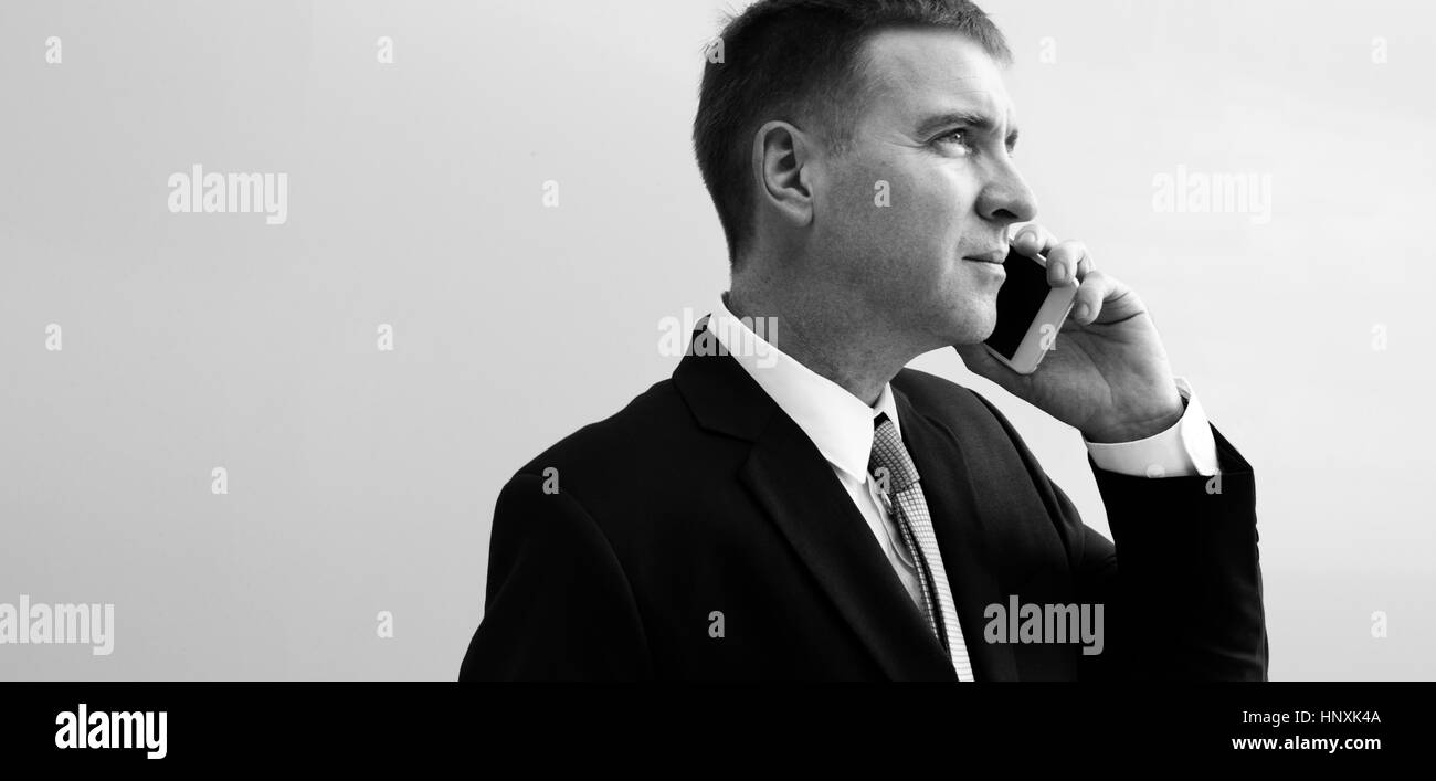 Business Using Phone Discussion Busy Working Stock Photo