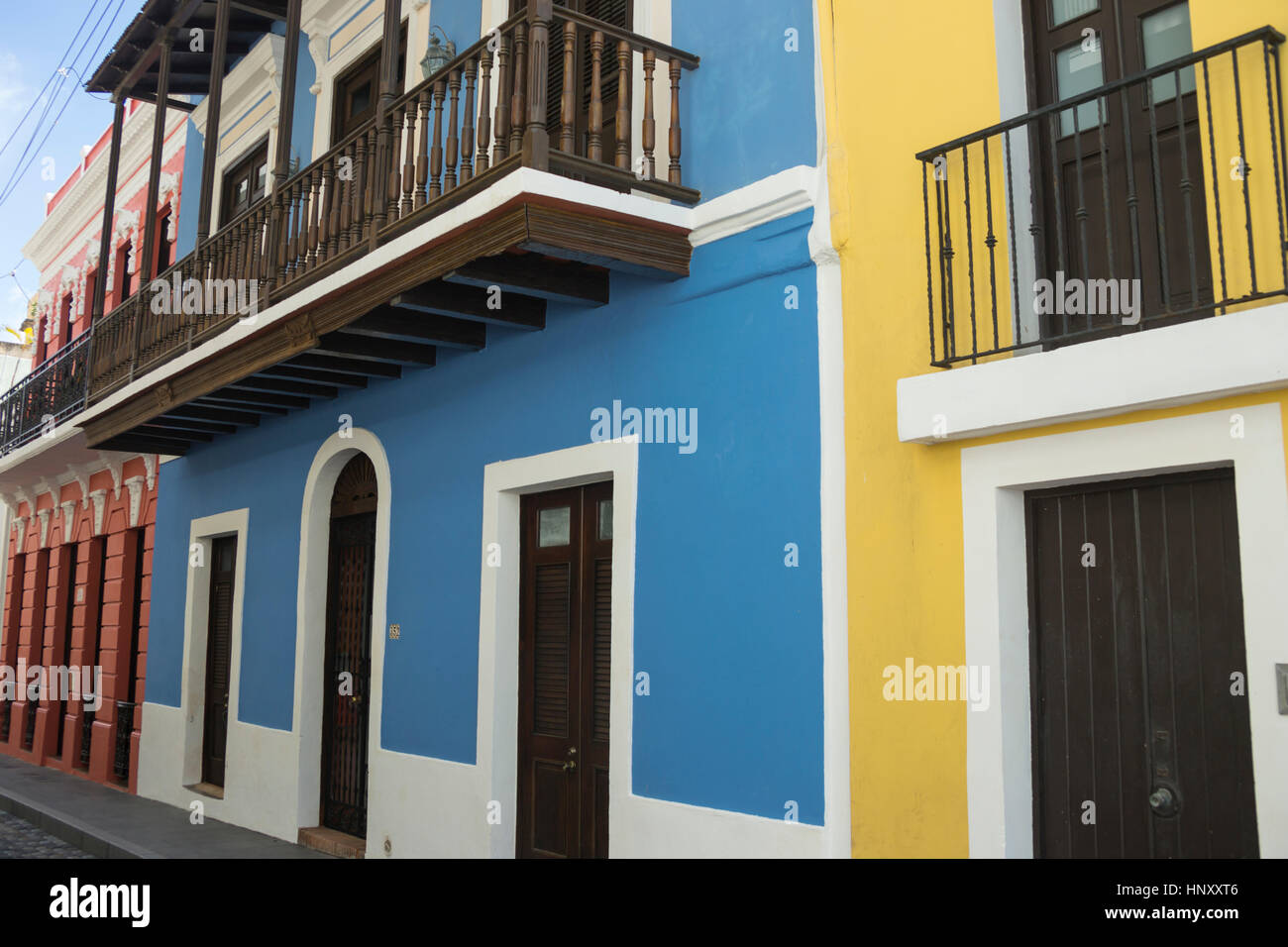 COLORFUL BUILDING FACADES CALLE SOL OLD TOWN SAN JUAN PUERTO RICO Stock ...