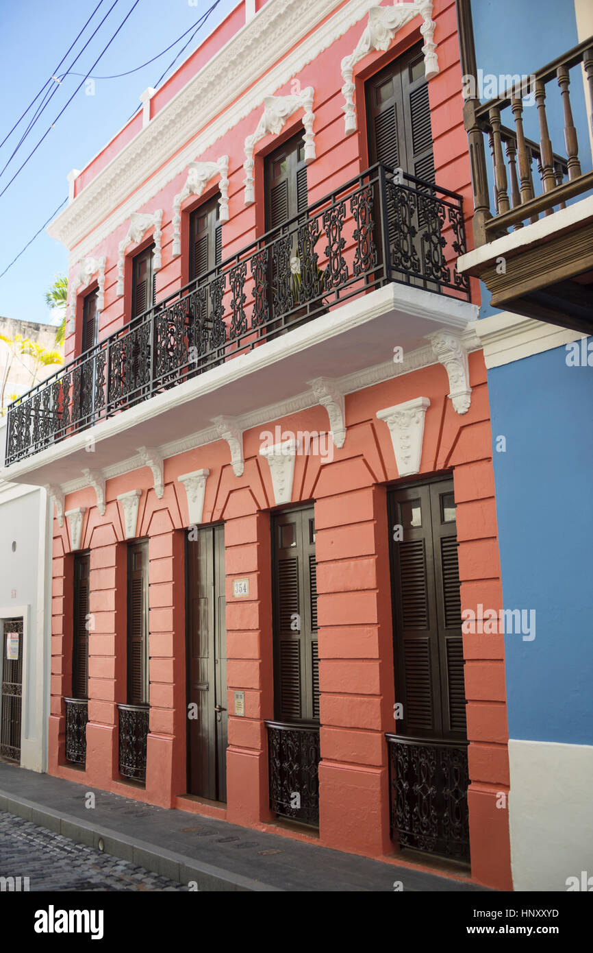 COLORFUL BUILDING FACADES CALLE SOL OLD TOWN SAN JUAN PUERTO RICO Stock ...