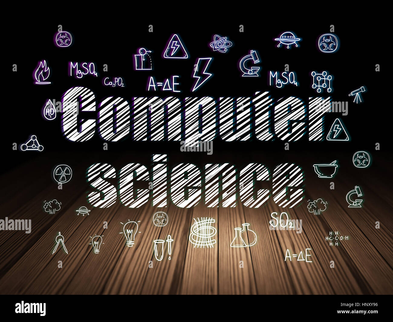 Science concept: Computer Science in grunge dark room Stock Photo - Alamy