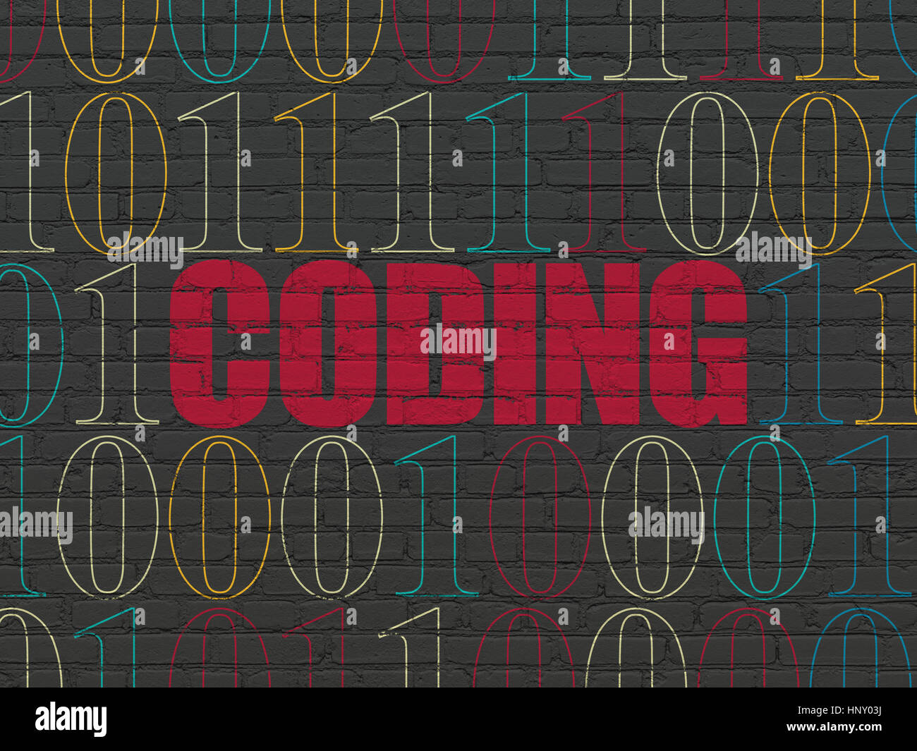 Database concept: Coding on wall background Stock Photo - Alamy