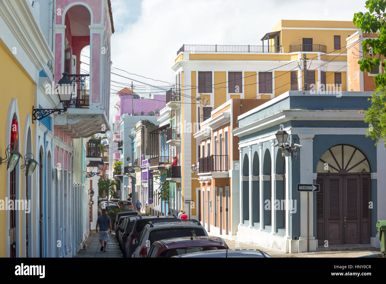 COLORFUL BUILDINGS CALLE SOL OLD TOWN SAN JUAN PUERTO RICO Stock Photo ...