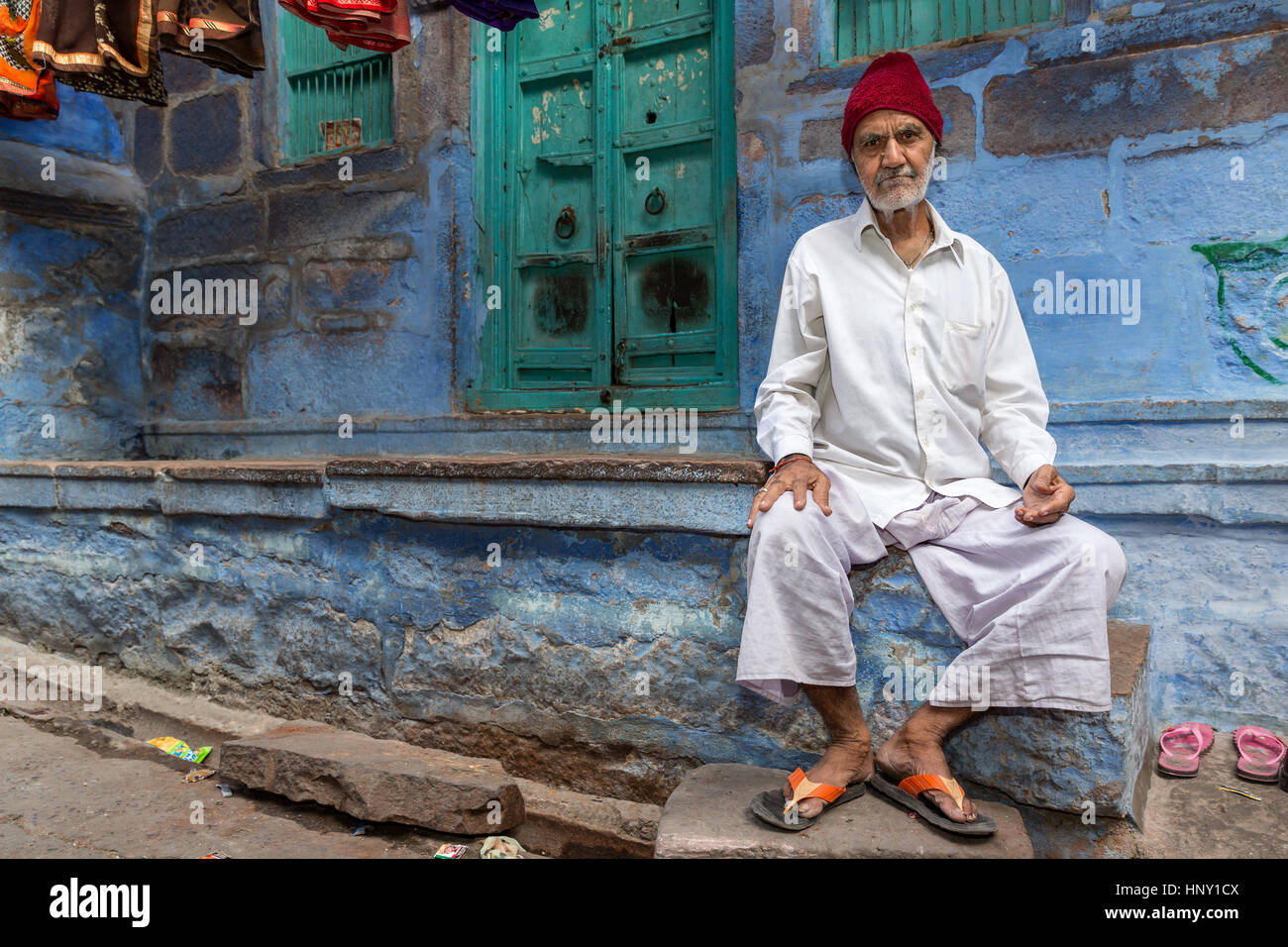 Old Rajasthani man, Jodhpur, Rajasthan, India Stock Photo