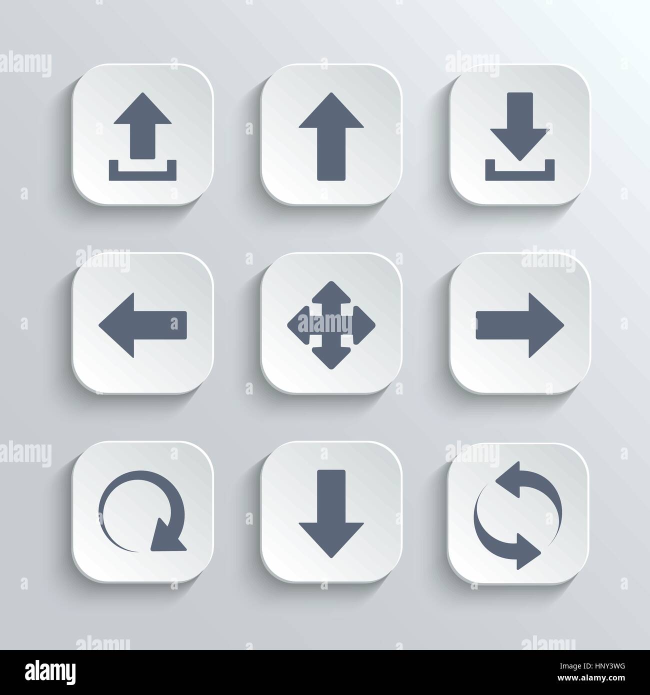 Arrows icons set - vector white app buttons Stock Vector