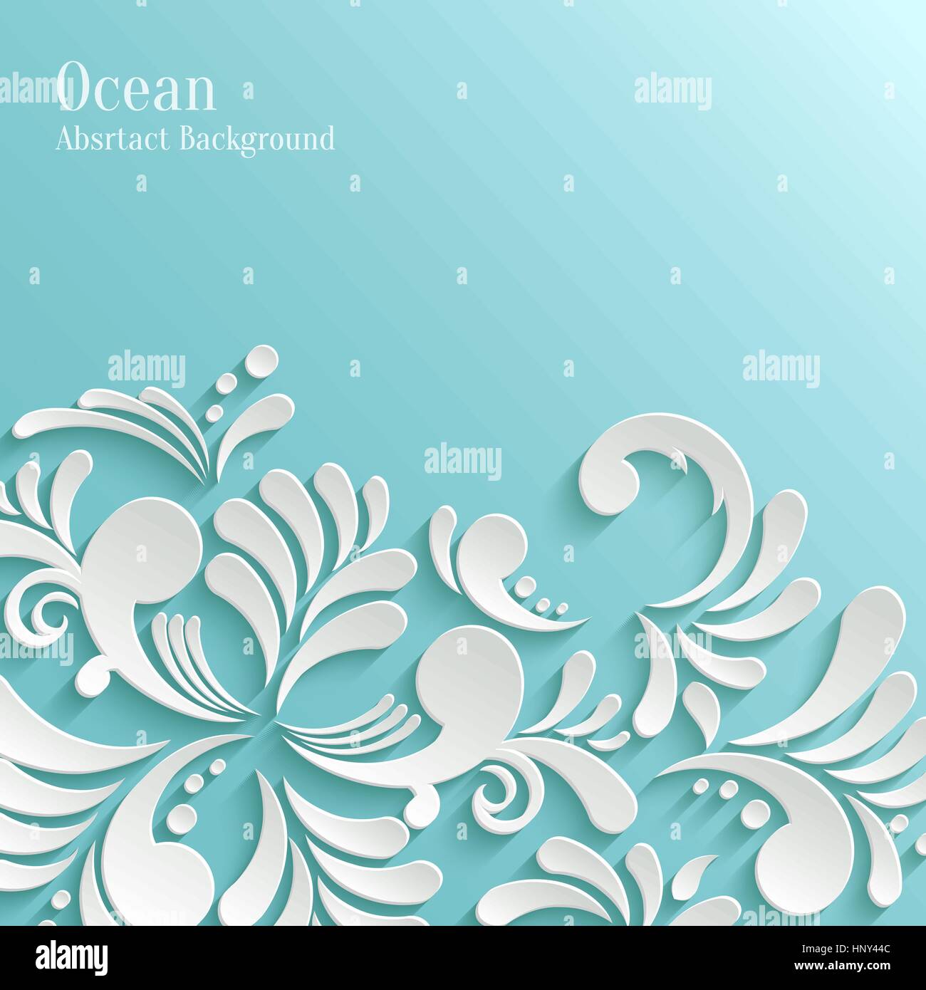 Abstract Ocean Background with 3d Floral Pattern. Trendy Design Template Stock Vector