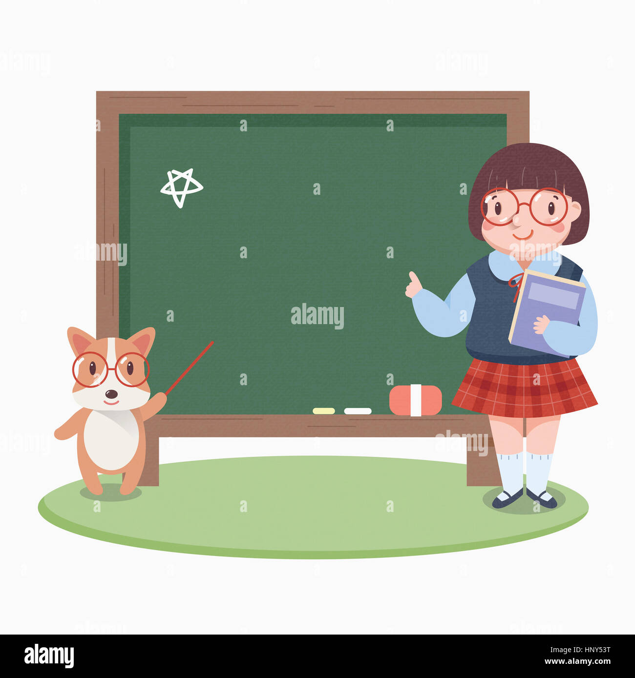 Smiling school girl with book Stock Photo - Alamy