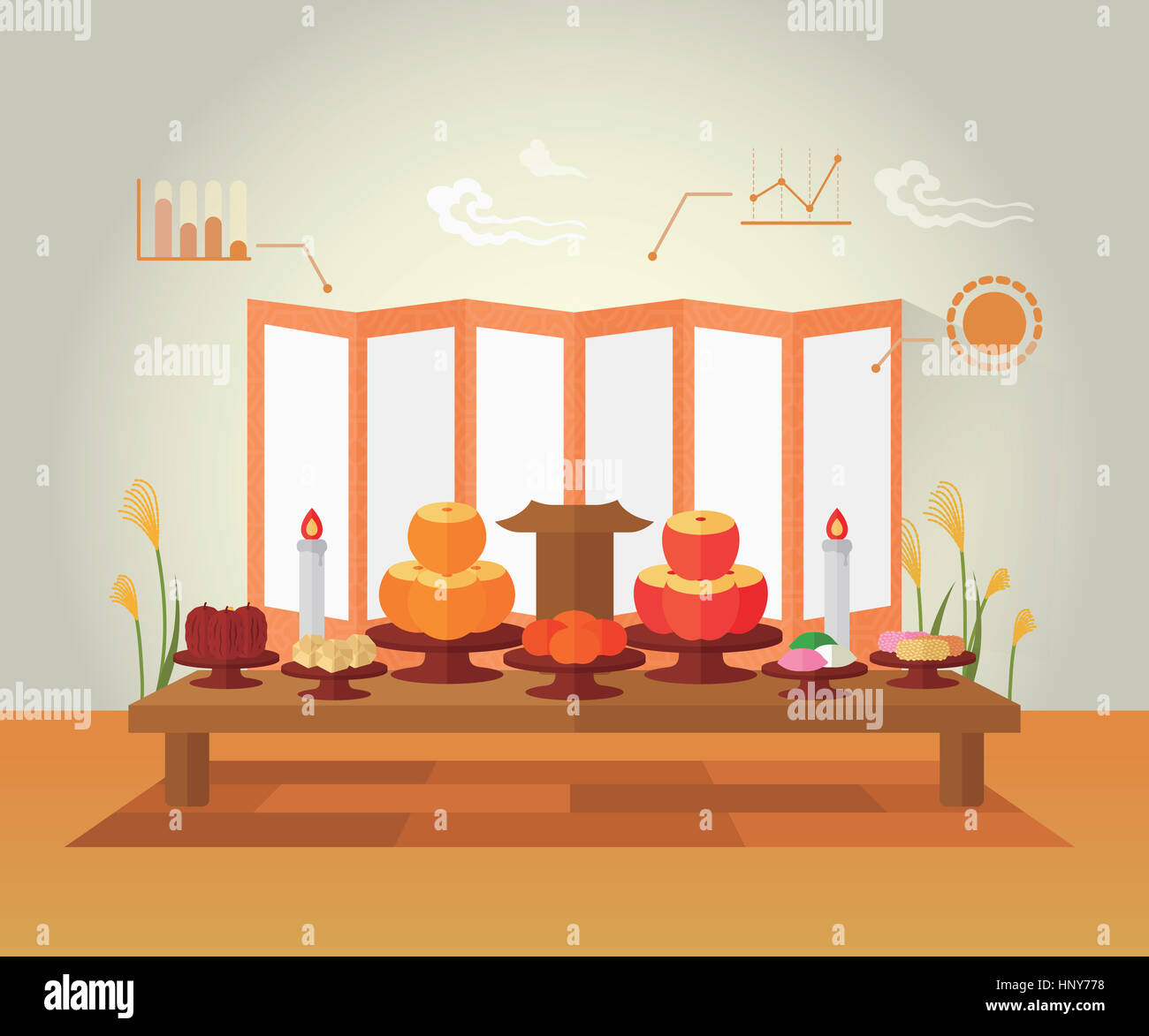 Infographic traditional Korean holiday, Chuseok Stock Photo - Alamy