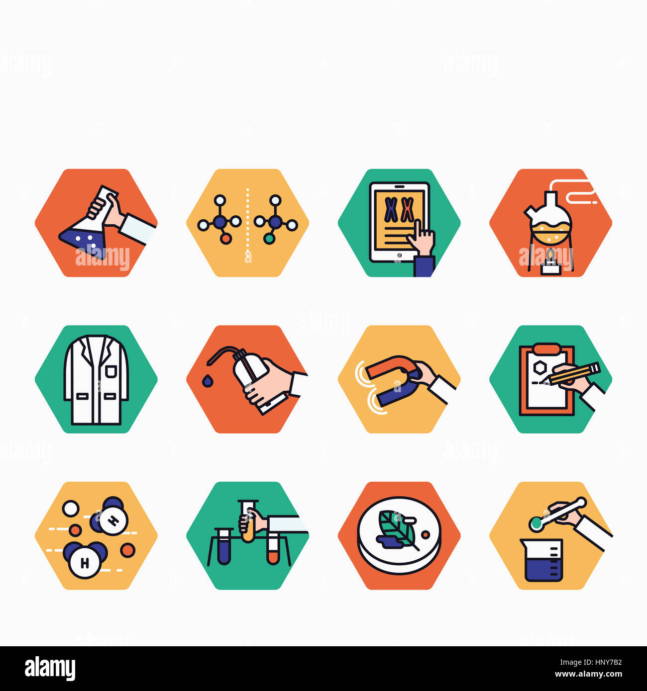 Various icons related to science experiment Stock Photo - Alamy