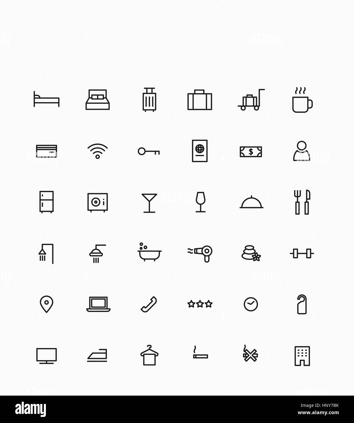 Line icons related to hotel Stock Photo - Alamy