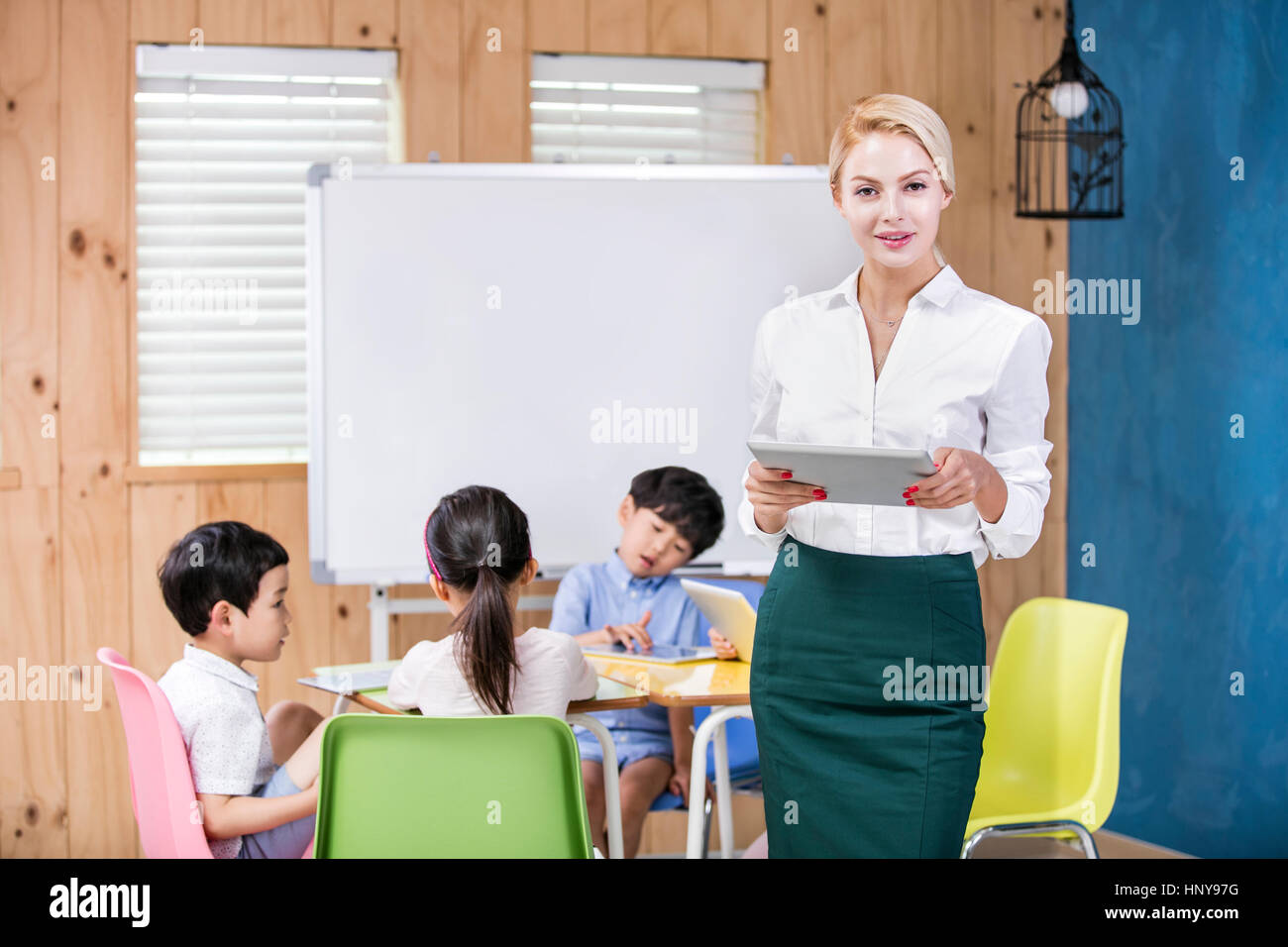 Class with foreign teacher Stock Photo - Alamy