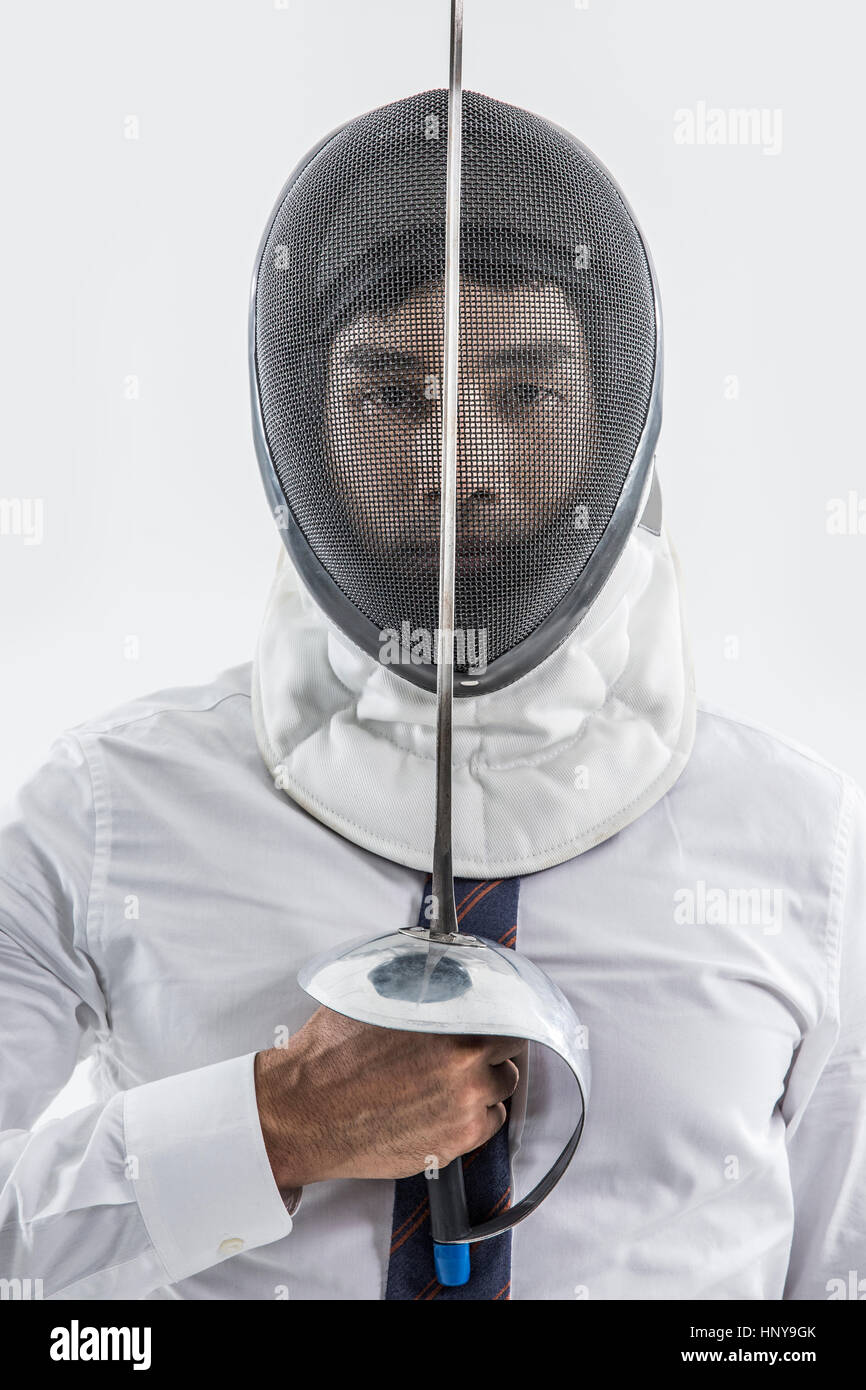 Portrait of fencing player Stock Photo Alamy