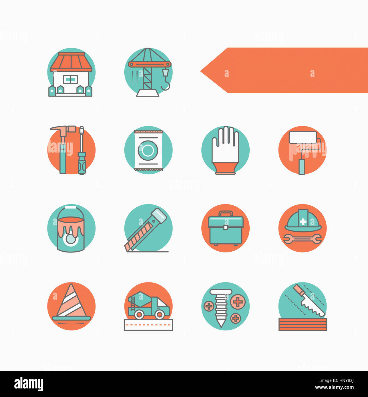 Various icons related to construction Stock Photo - Alamy