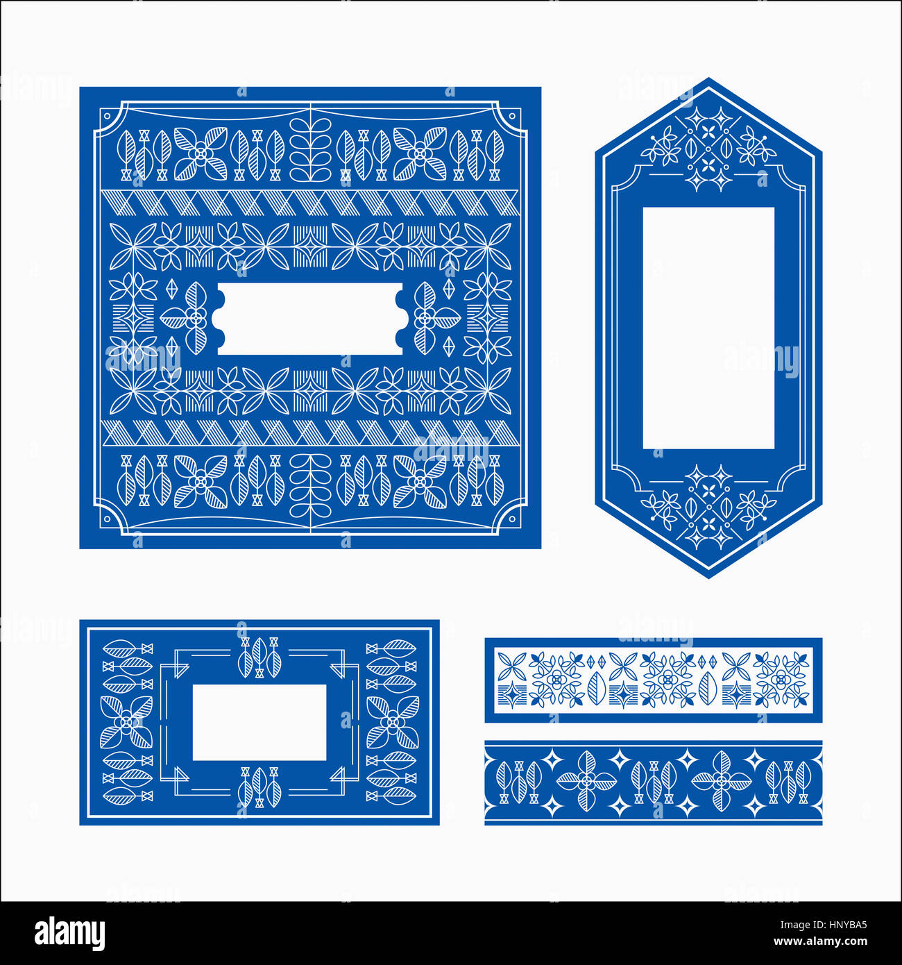 Blue labels with flower patterns Stock Photo Alamy