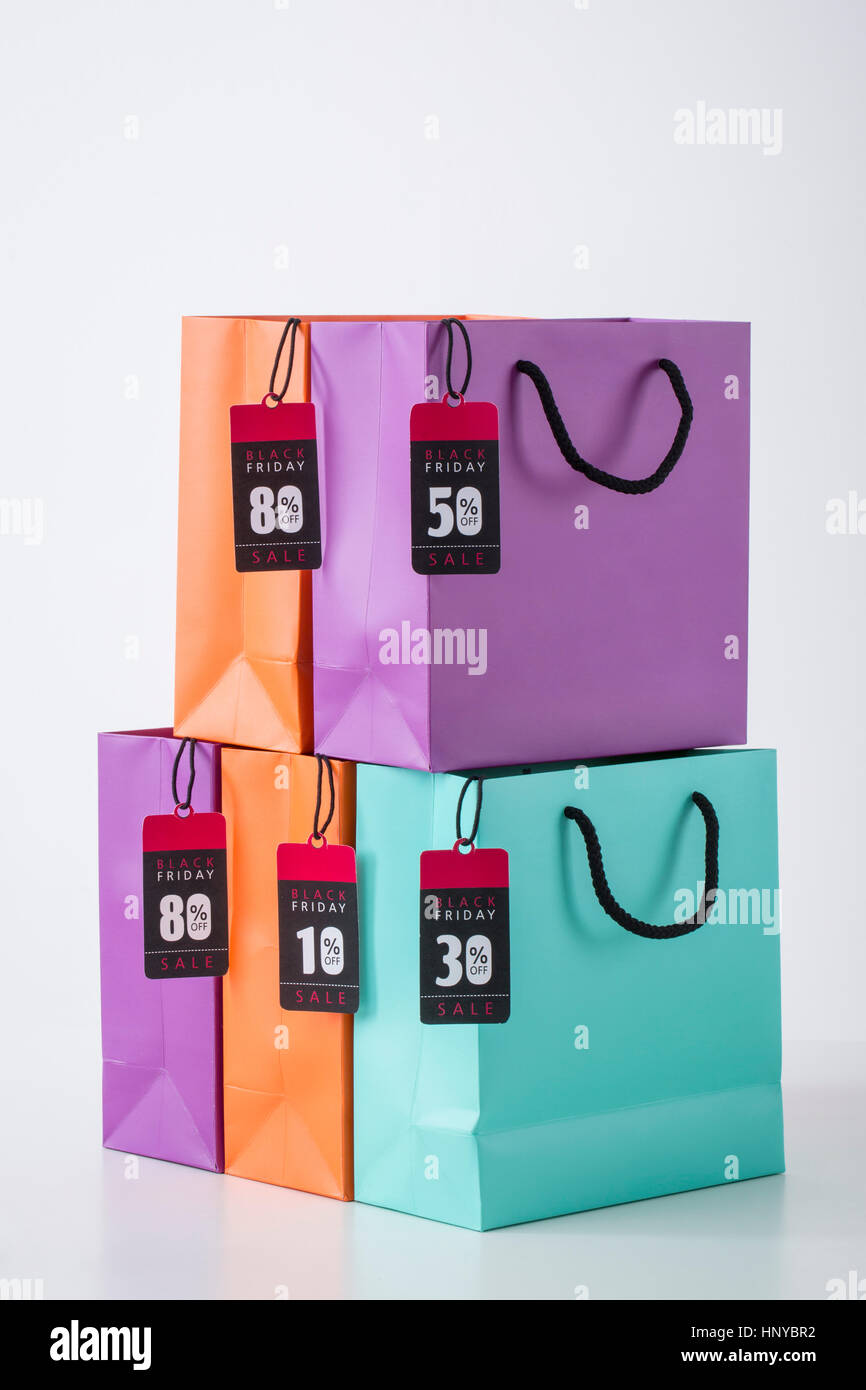 Shopping bags with sale signs Stock Photo Alamy