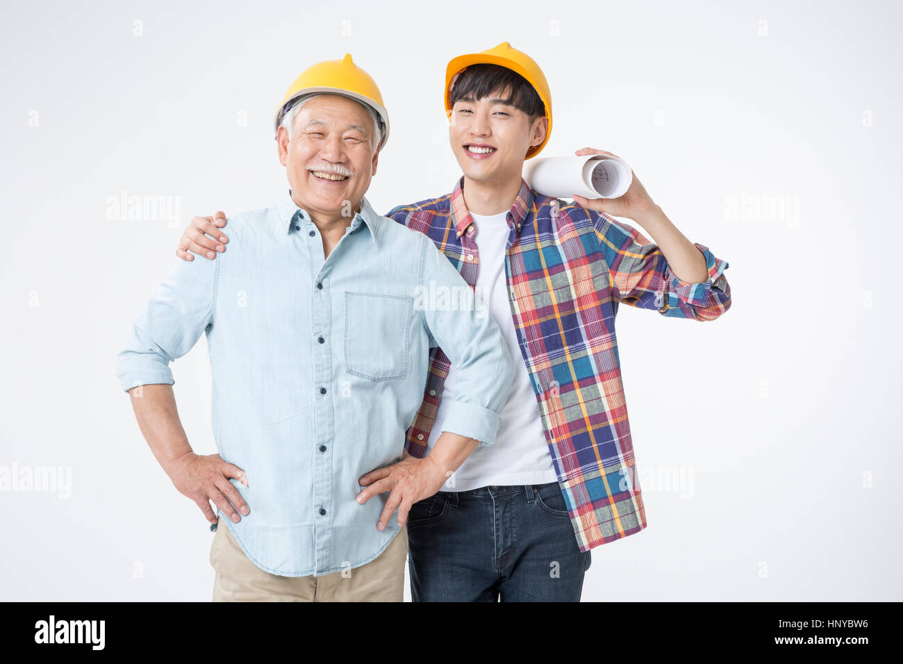 Smiling architects young and old Stock Photo