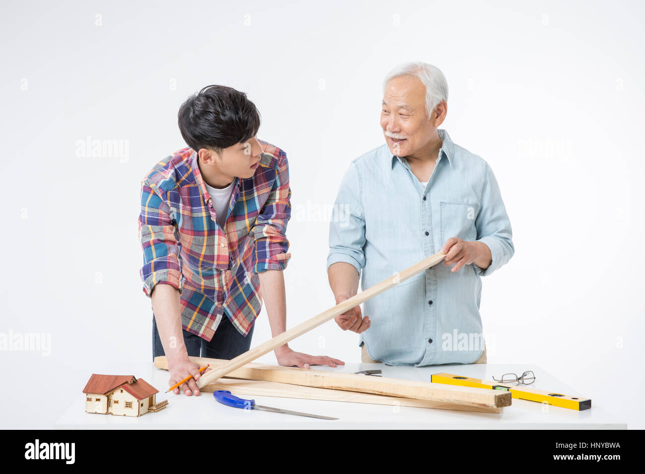 Smiling architects young and old Stock Photo