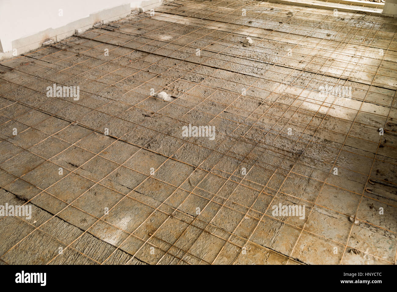 The steer wire mesh for concrete floor in construction job Stock Photo