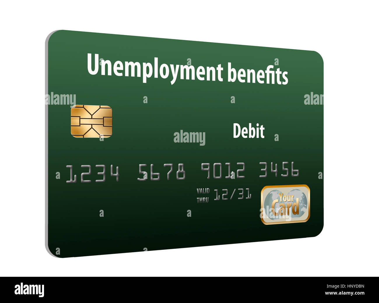 A state issued Unemployment Benefits debit card is seen here isolated