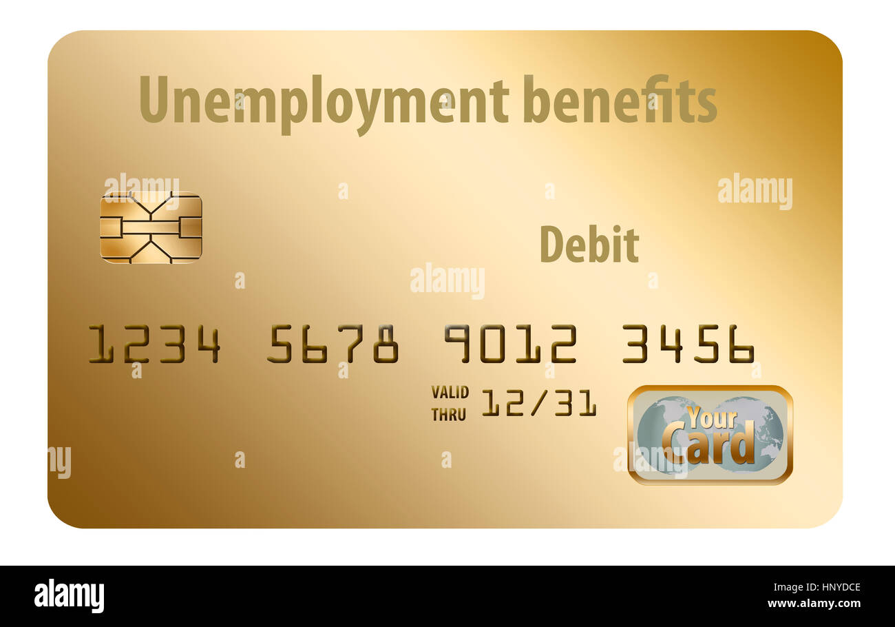 A state issued Unemployment Benefits debit card is seen here isolated