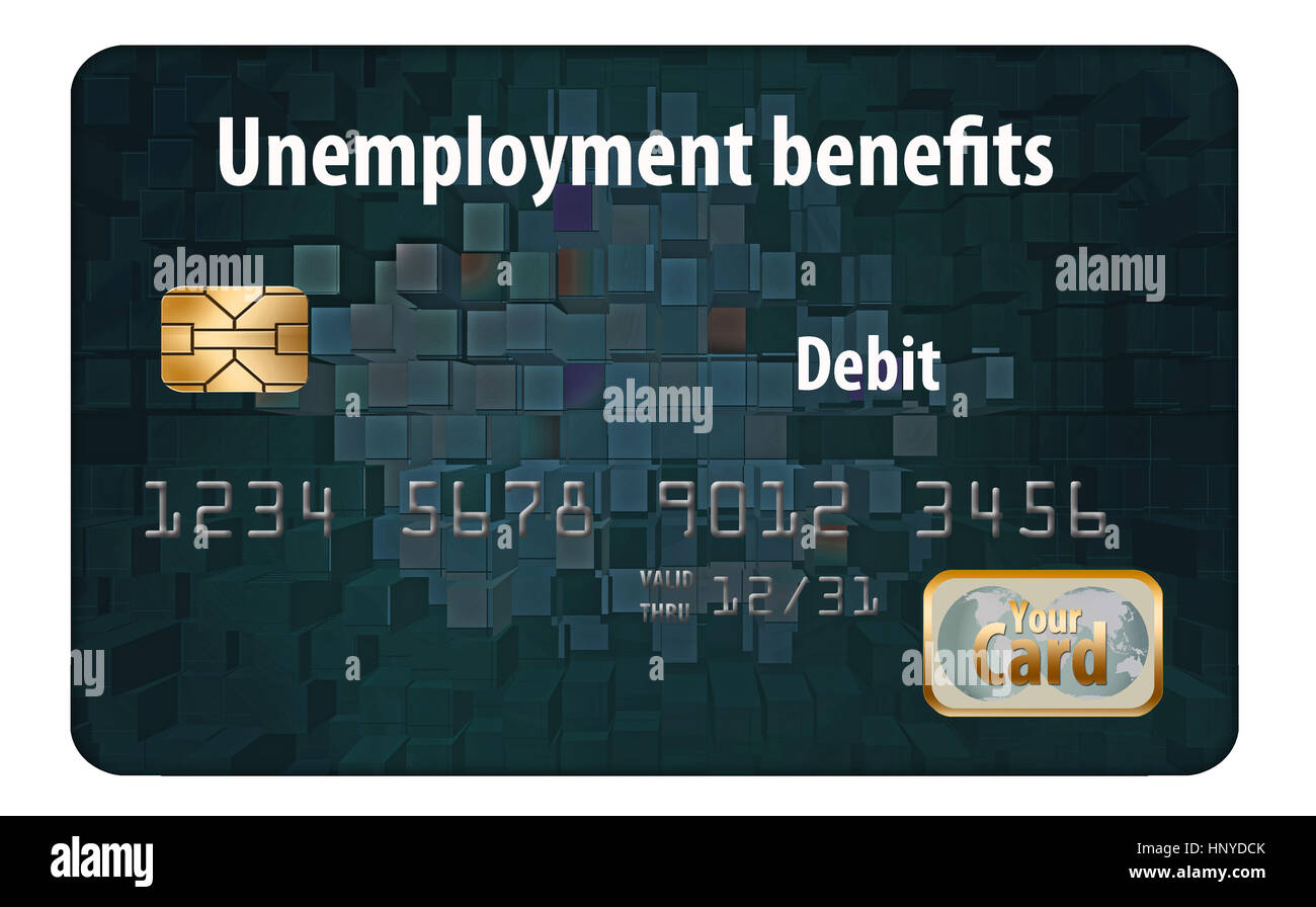 A state issued Unemployment Benefits debit card is seen here isolated