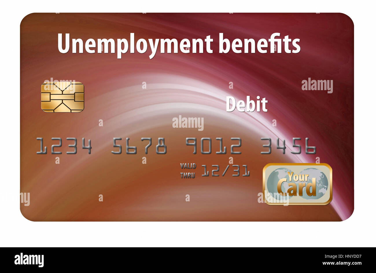 A state issued Unemployment Benefits debit card is seen here isolated