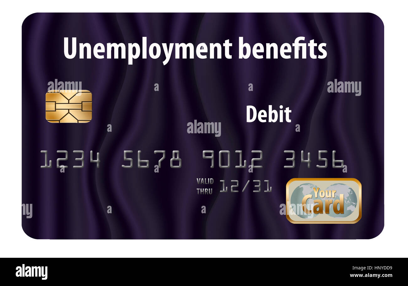 A state issued Unemployment Benefits debit card is seen here isolated