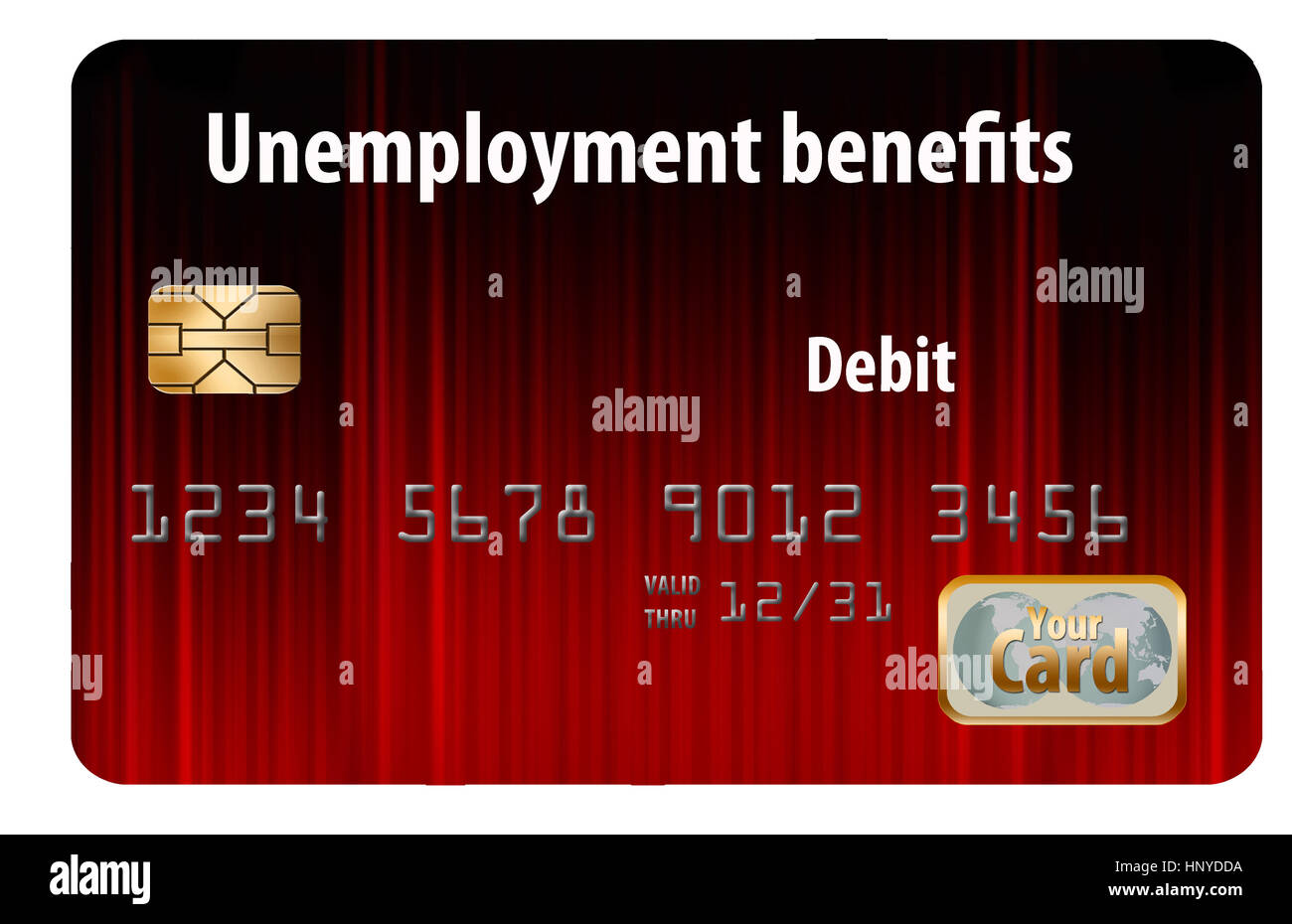 A state issued Unemployment Benefits debit card is seen here isolated