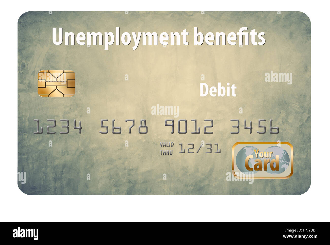 A state issued Unemployment Benefits debit card is seen here isolated