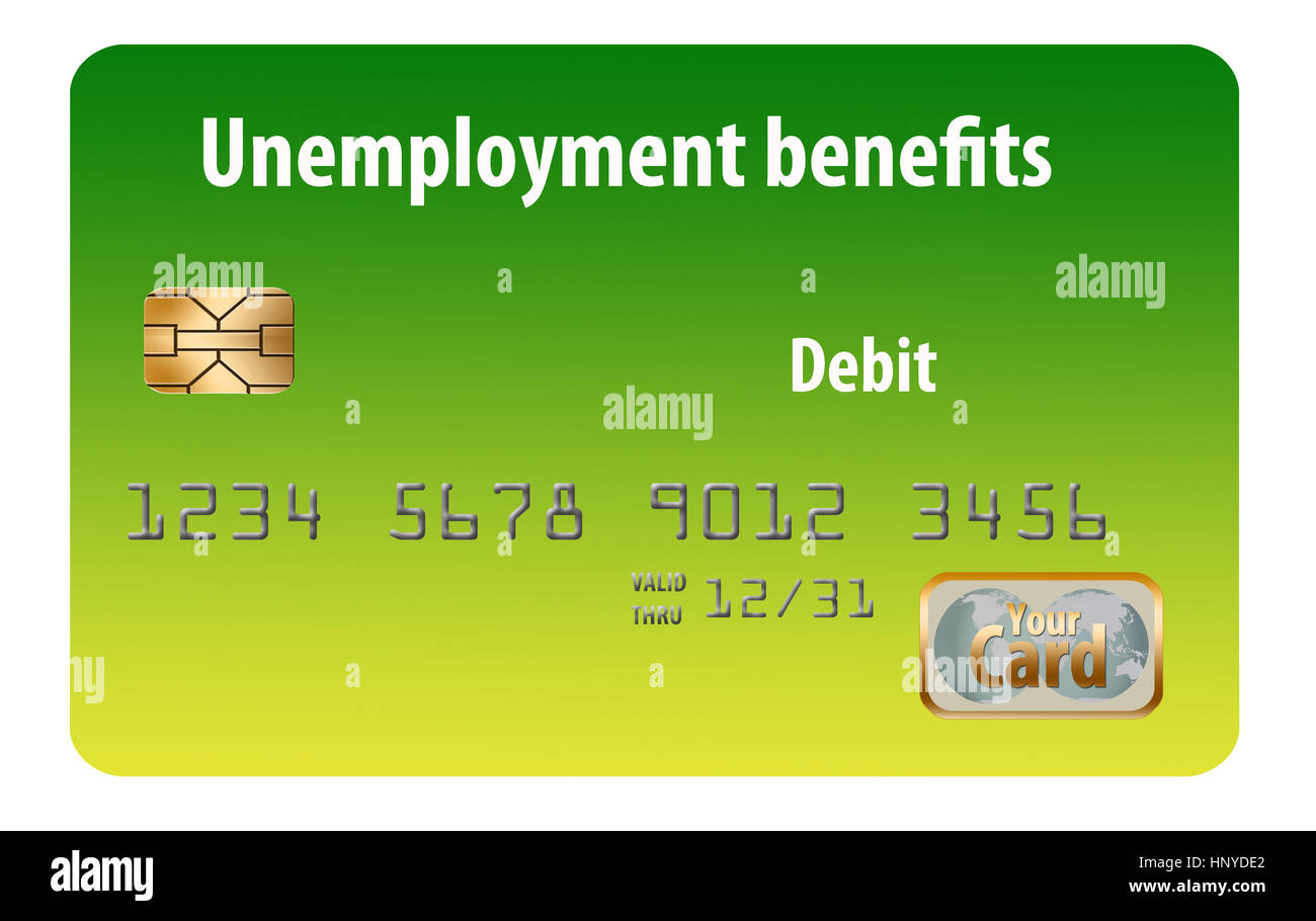 A state issued Unemployment Benefits debit card is seen here isolated