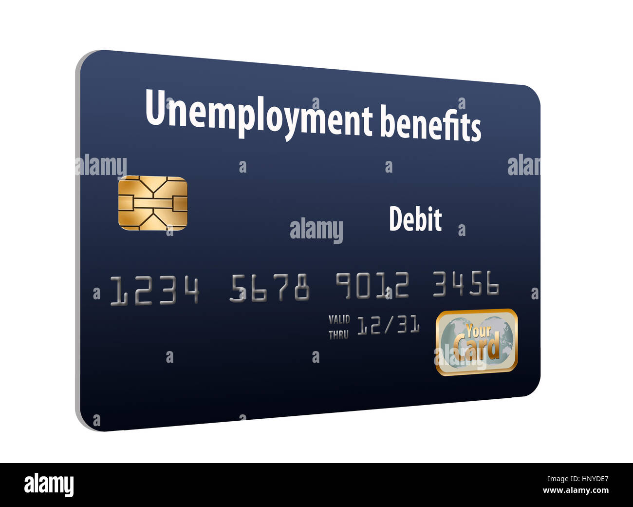 A state issued Unemployment Benefits debit card is seen here isolated