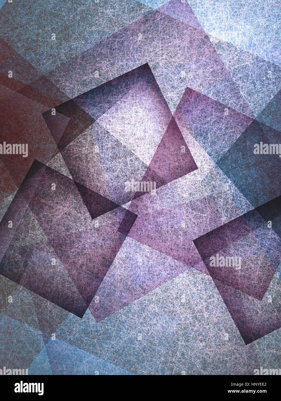 abstract purple burgundy and blue gray background with geometric design, layers of intersecting angles, transparent rectangles diamonds and squares fl Stock Photo