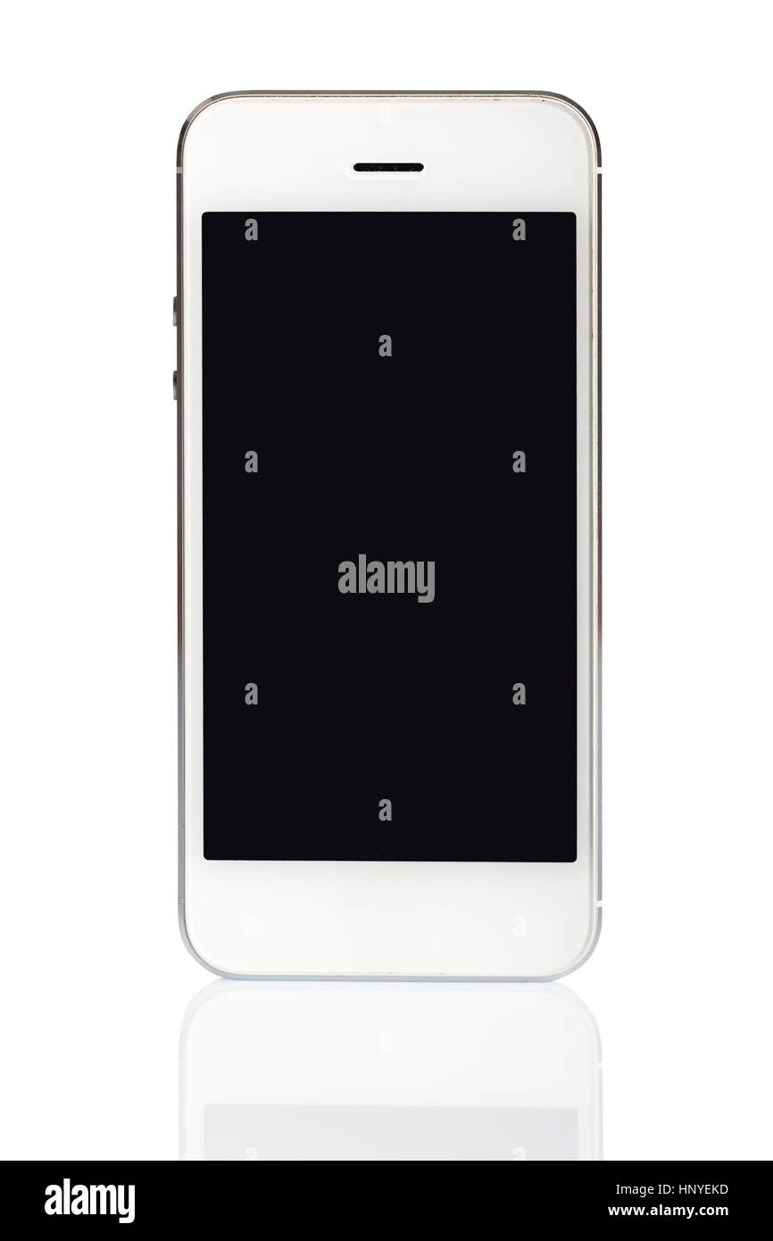 White Smart Phone Isolated on White Background Stock Photo