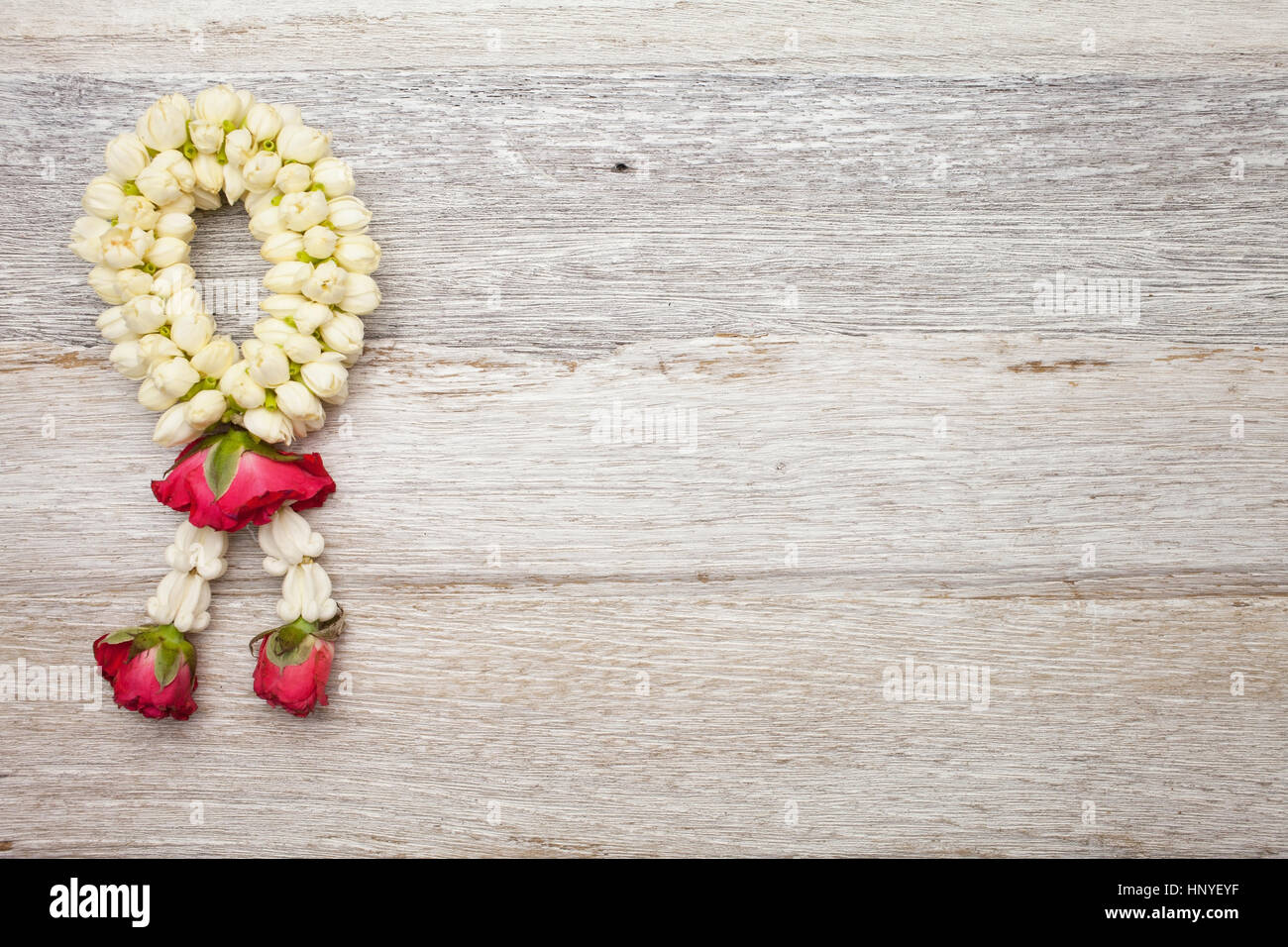 Garland on white wooden background Stock Photo