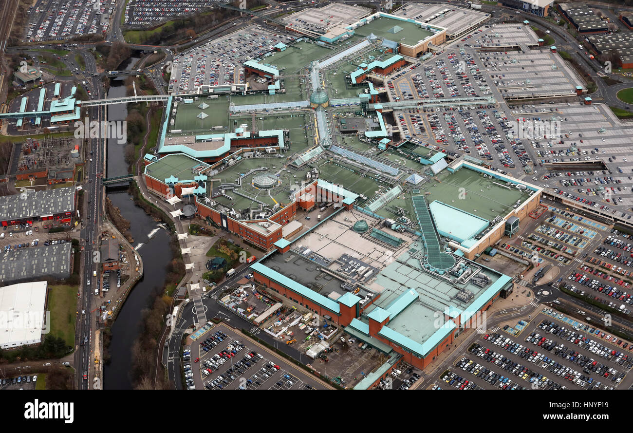 aerial view of the Meadowhall Shopping Centre, Sheffield, UK Stock Photo