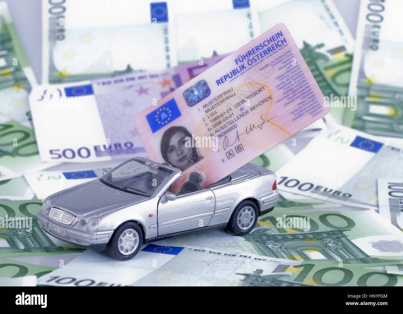 Symbolbild Fuehrerscheinkosten - symbolic for costs for driving licence Stock Photo