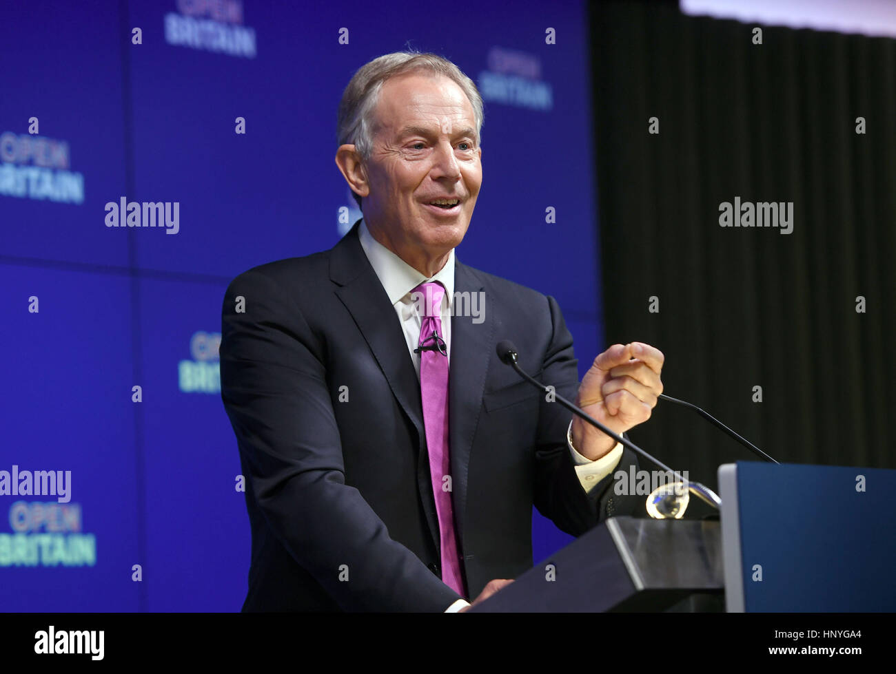 PABEST Former Prime Minister Tony Blair during his speech on Brexit at an Open Britain event in central London. Stock Photo