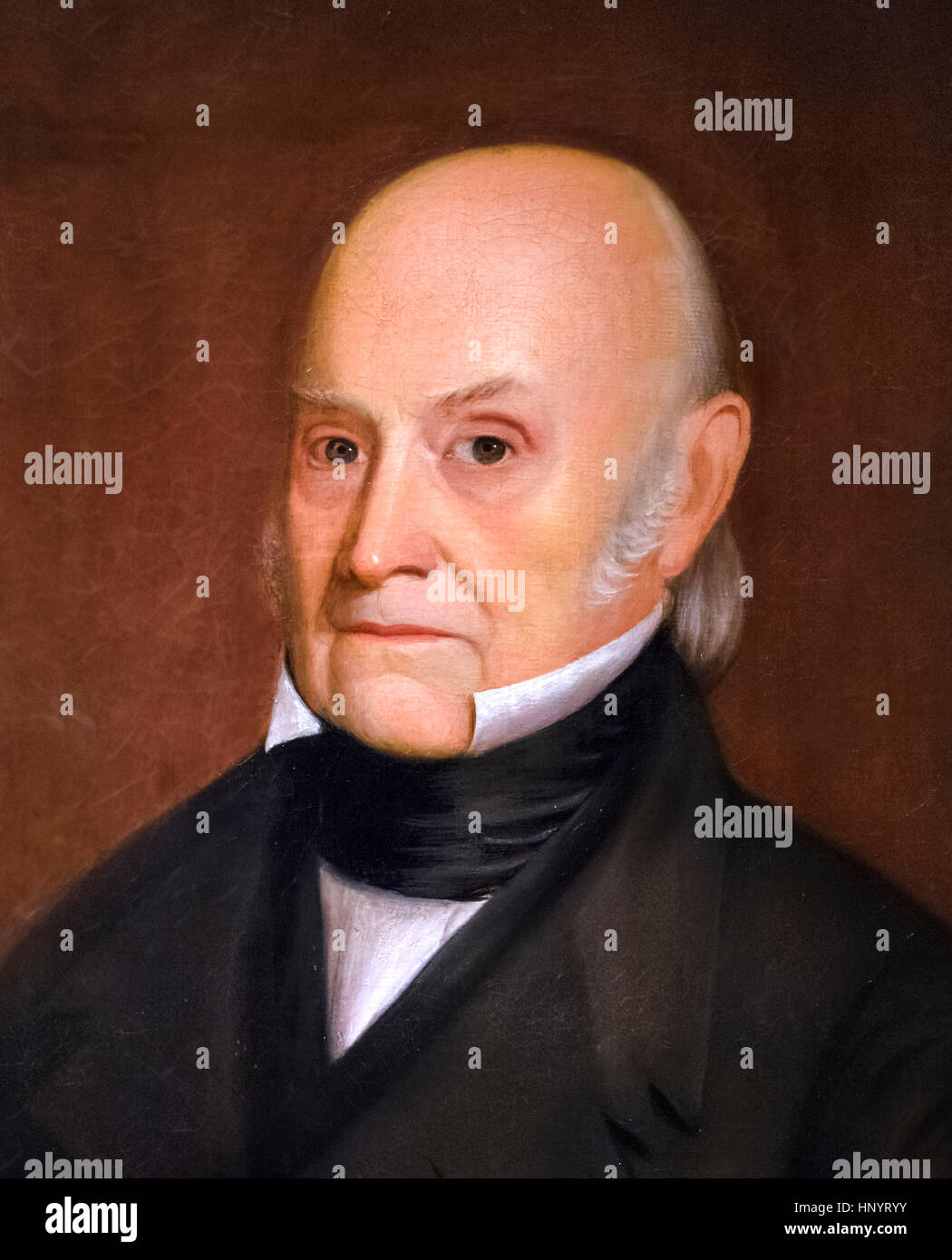 John Quincy Adams (1767-1848). Portrait of the 6th US President by William Hudson Jr, oil on canvas, 1844. Detail from a larger painting, HNYT02. Stock Photo