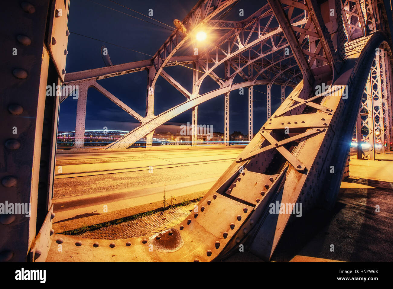 Support above the bridge, steel structure close-up Stock Photo - Alamy