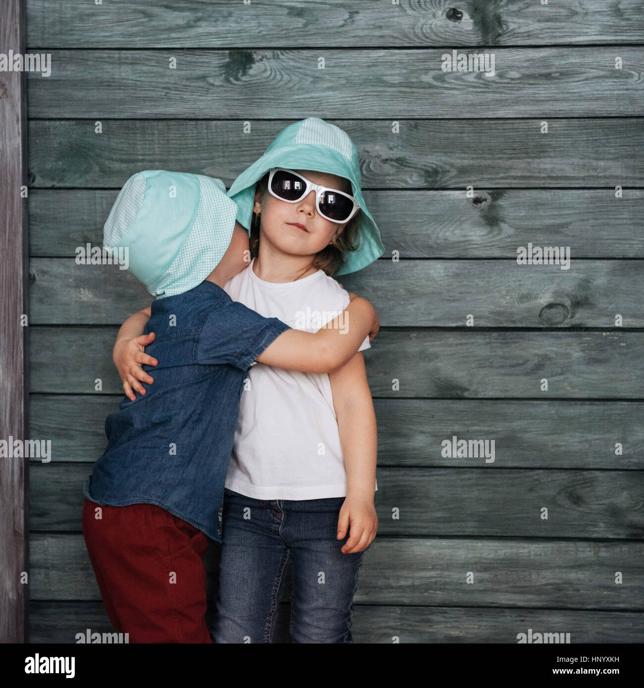 Happy young children siblings Ukraine. Europe Stock Photo