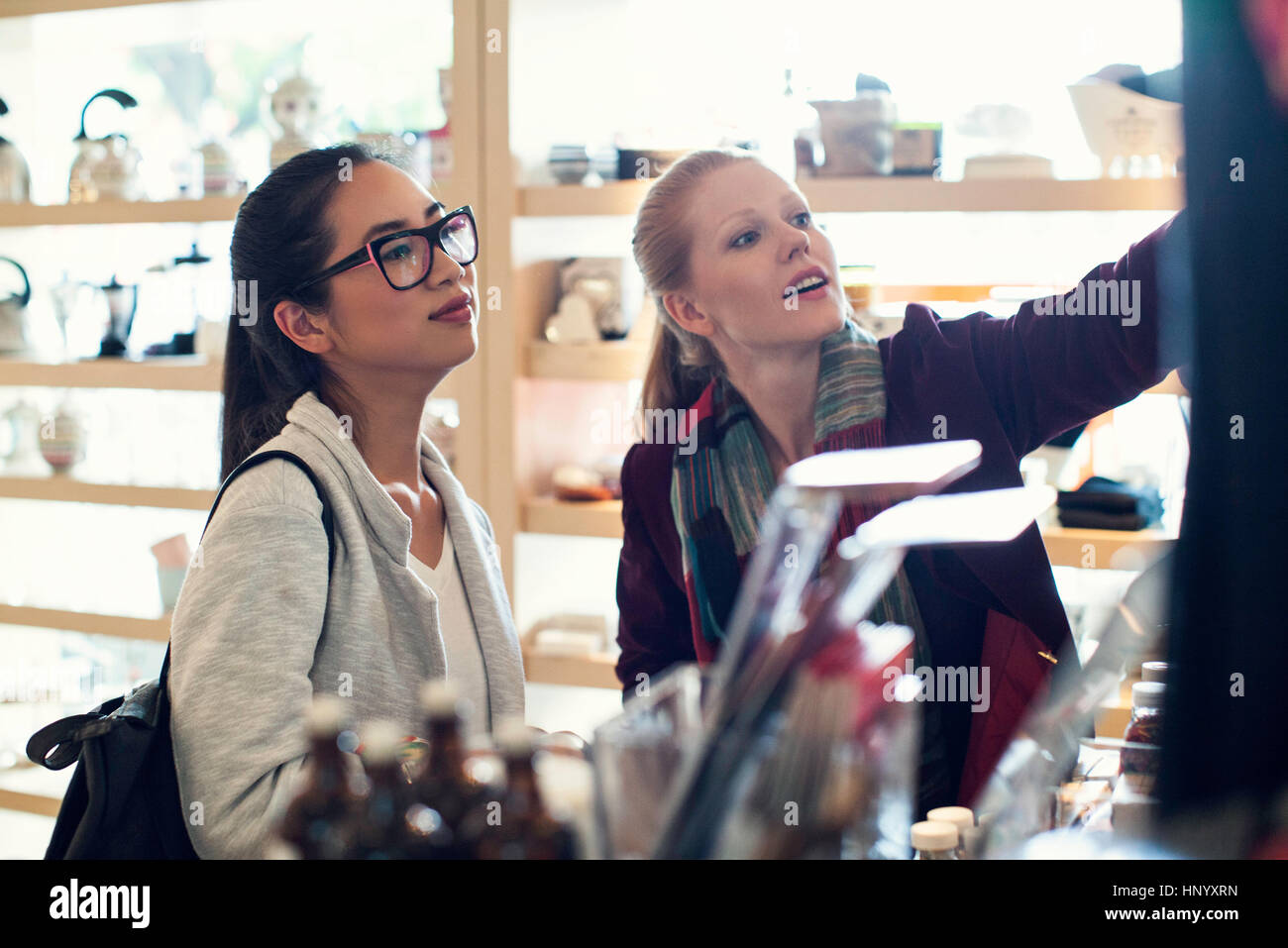 Women shopping together Stock Photo