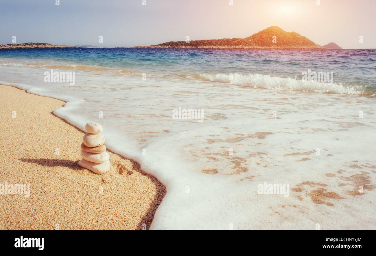 view of sandy beach and surf waves on the shore Stock Photo - Alamy