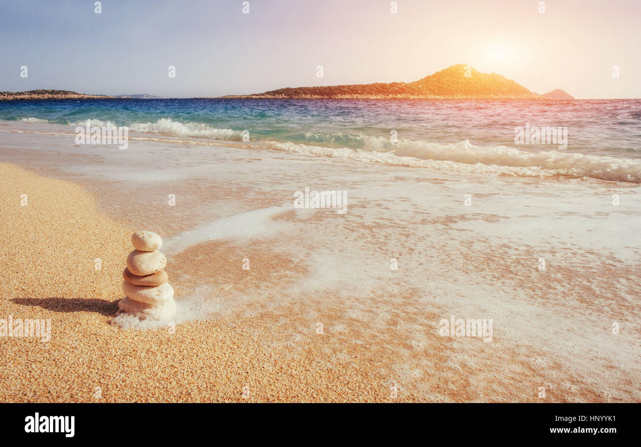 view of sandy beach and surf waves on the shore Stock Photo - Alamy